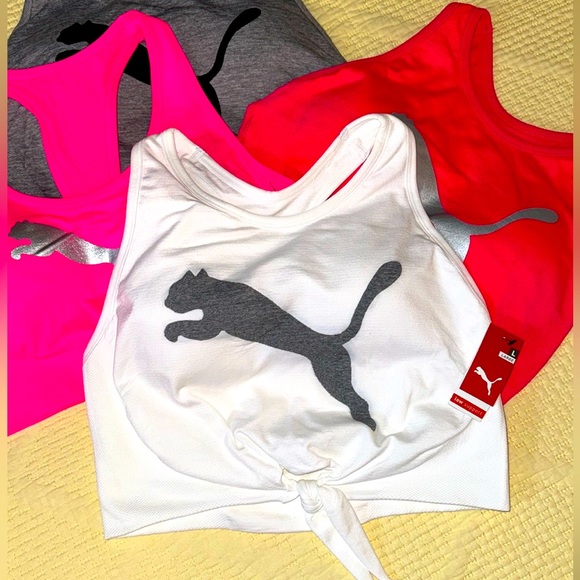 Puma Workout Sport Bra Pink Silver Size Large T10 - Picture 2 of 10